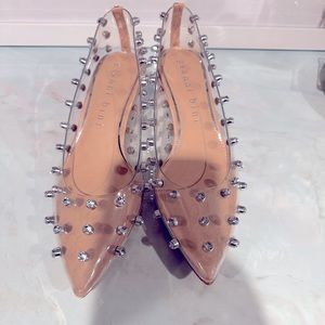 7.5 Gianni Bini Renzslee clear studded vinyl  kitten heels.  New without box.